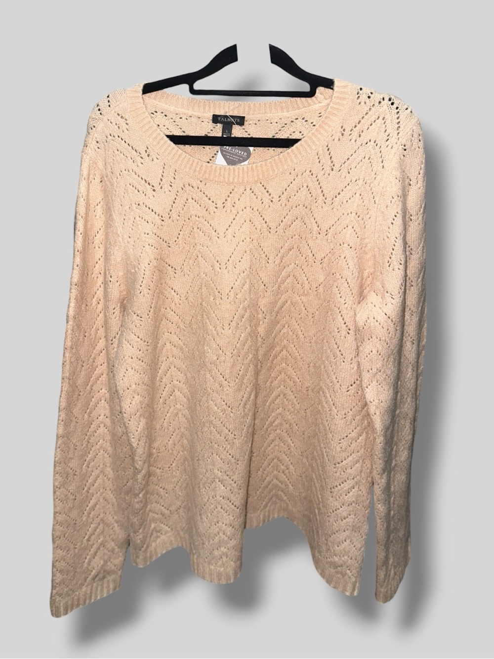Talbots Pink Open-Knit Crewneck Sweater